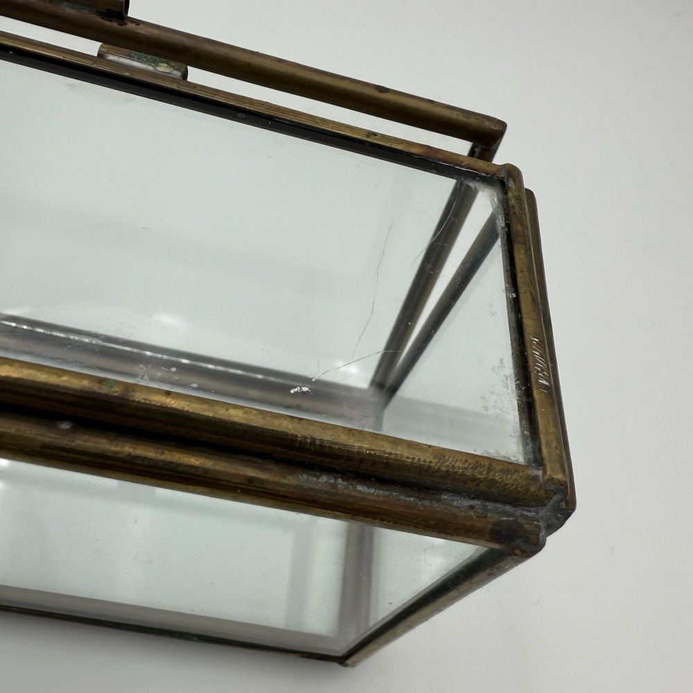 Rectangular Clear Glass Box Aged Brass Display Trinkets Jewellery Storage Box - Picture 10 of 15